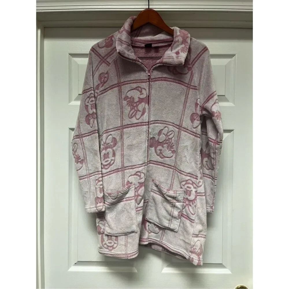 Disney Mini Mouse Pink ImprintedβFleece Ling Jacket Sz XS EUC